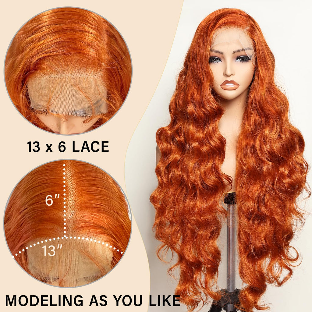 SOKU 13x6 Lace Frontal Water Wave Wigs with Baby Hair Natural Black 34 Inch Long Synthetic Hair Pre-plucked Free Part Transparent Swiss Lace Front Wavy Wigs for Women