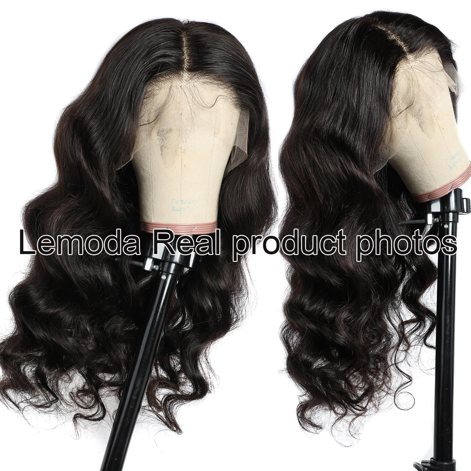 Lemoda Wholesale 13X4 Body Wave Human Hair Lace Front Wigs 16inch Natural Black 200% Density Brazilian HD Lace Wig Natural Hairline Color 1B 100% Human Hair Wig