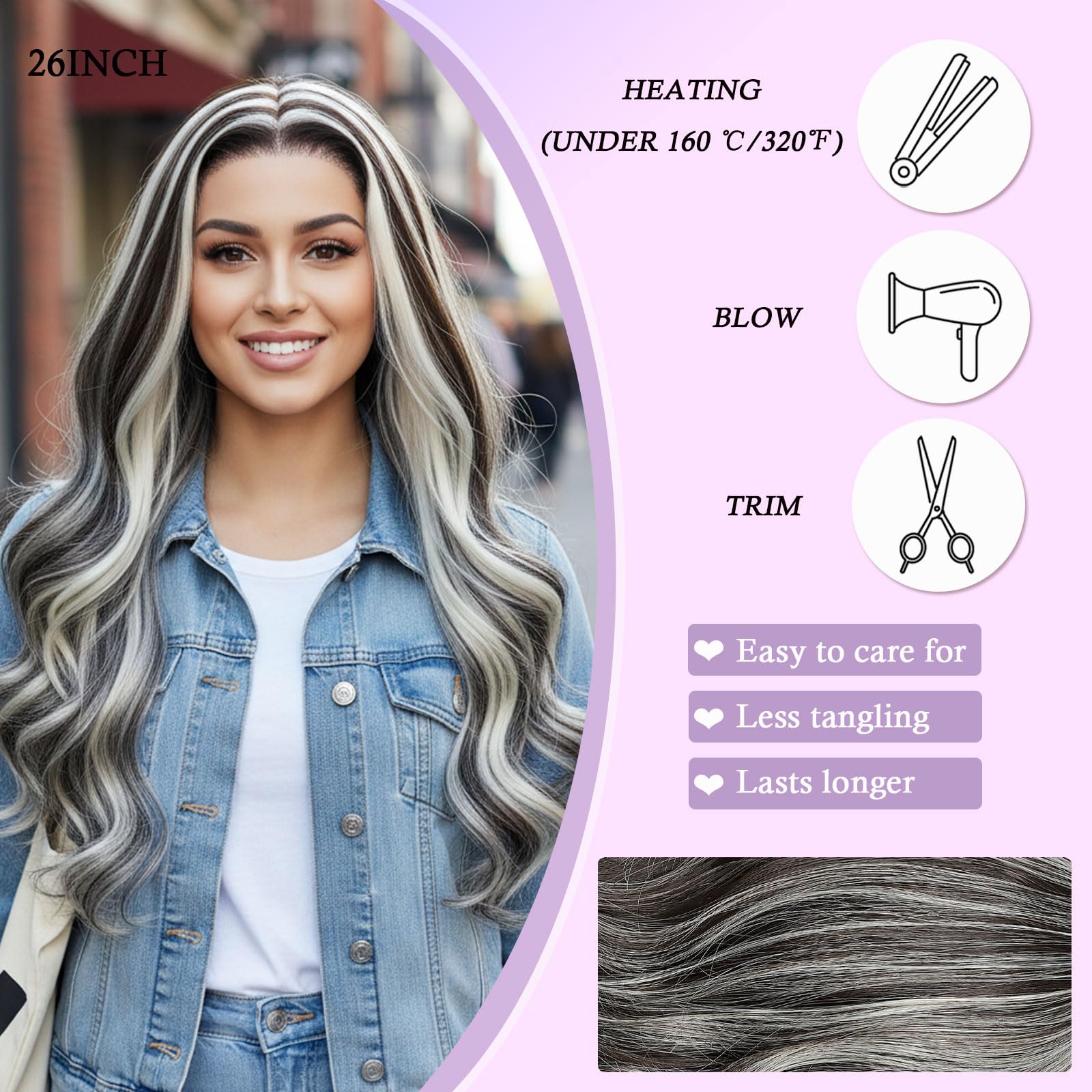 Synthetic Lace Front Wig, Honey Blonde Wig 13x6 Hd Lace Pre-Plucked Long Straight Highlights Glueless Wigs for Black Women 26 Inch Suitable for Everyday Wear