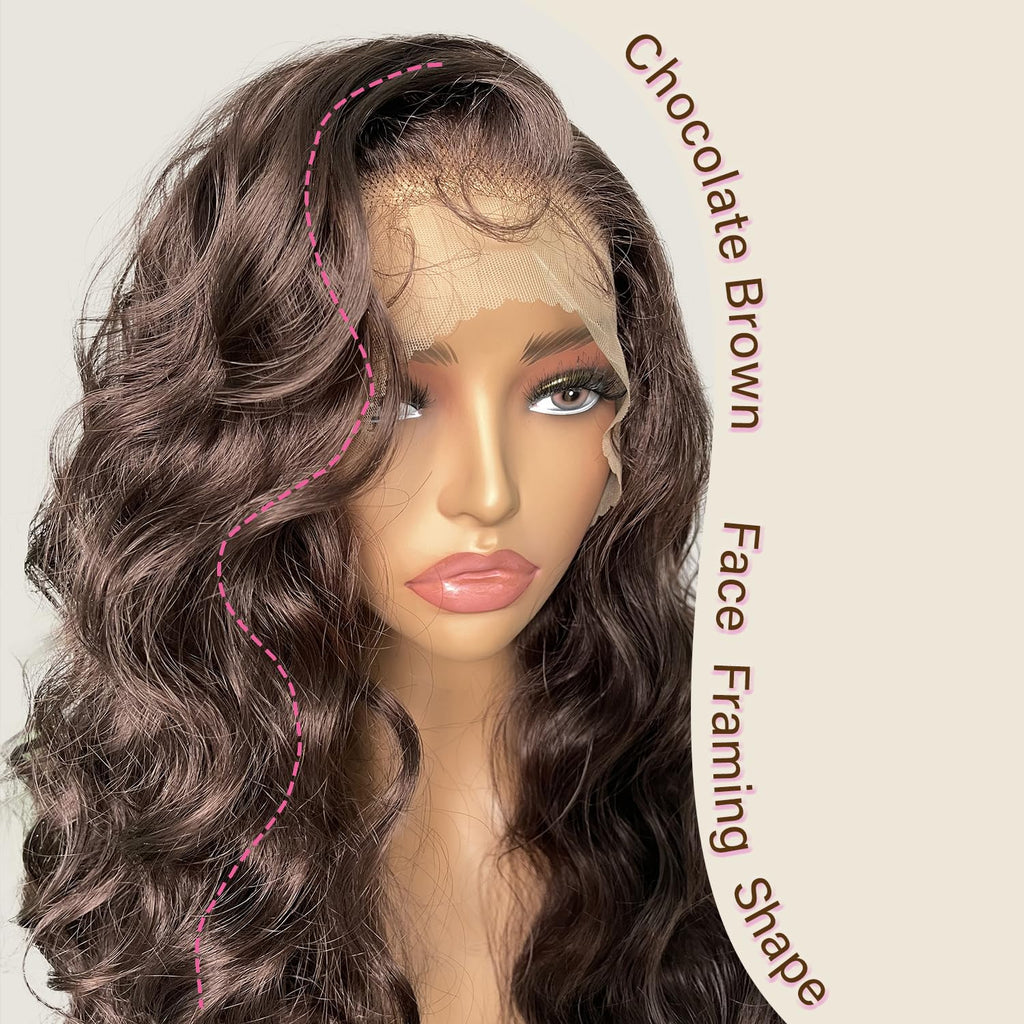 SOKU 13x6 Lace Frontal Water Wave Wigs with Baby Hair Natural Black 34 Inch Long Synthetic Hair Pre-plucked Free Part Transparent Swiss Lace Front Wavy Wigs for Women