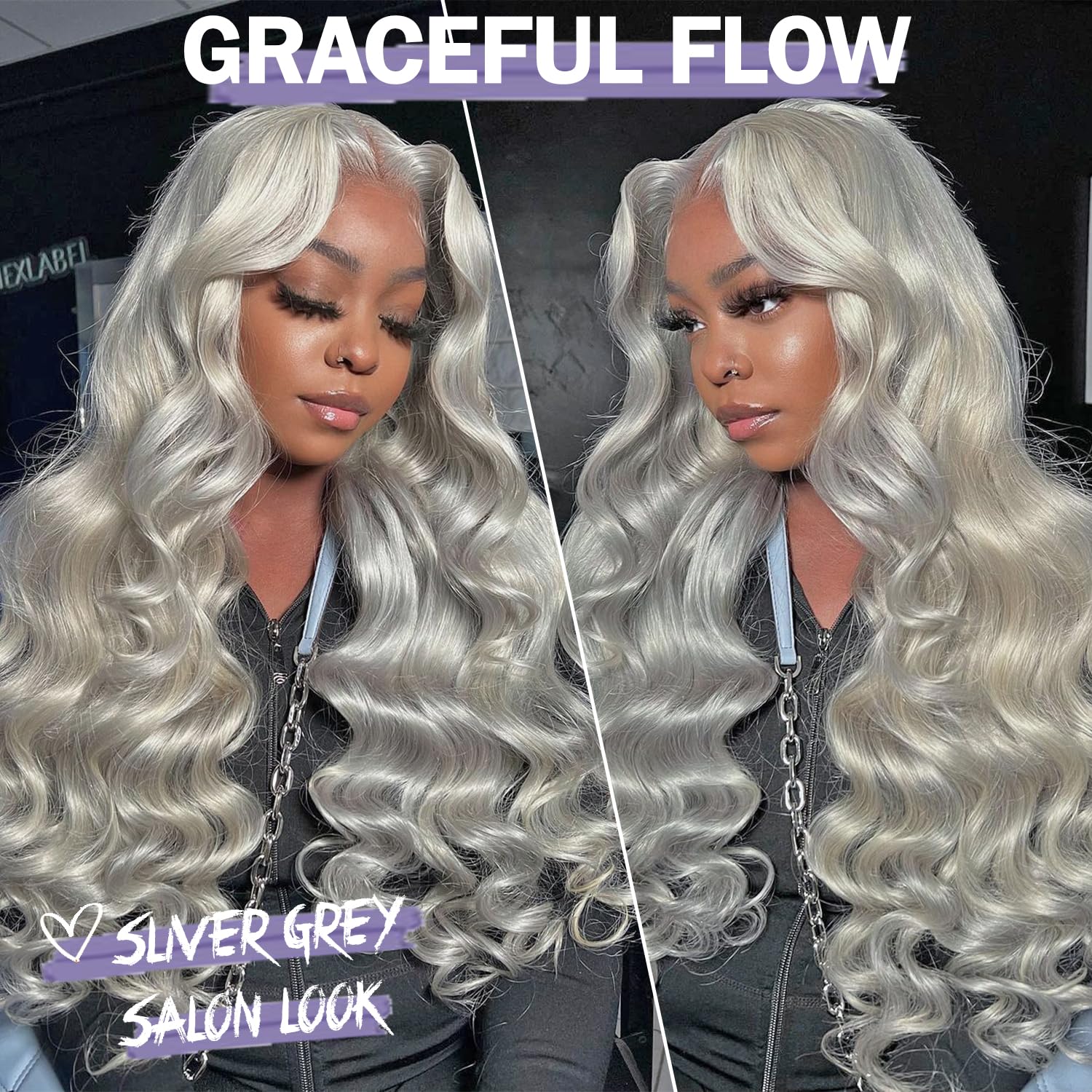 SOKU 13x6 Lace Frontal Water Wave Wigs with Baby Hair Natural Black 34 Inch Long Synthetic Hair Pre-plucked Free Part Transparent Swiss Lace Front Wavy Wigs for Women