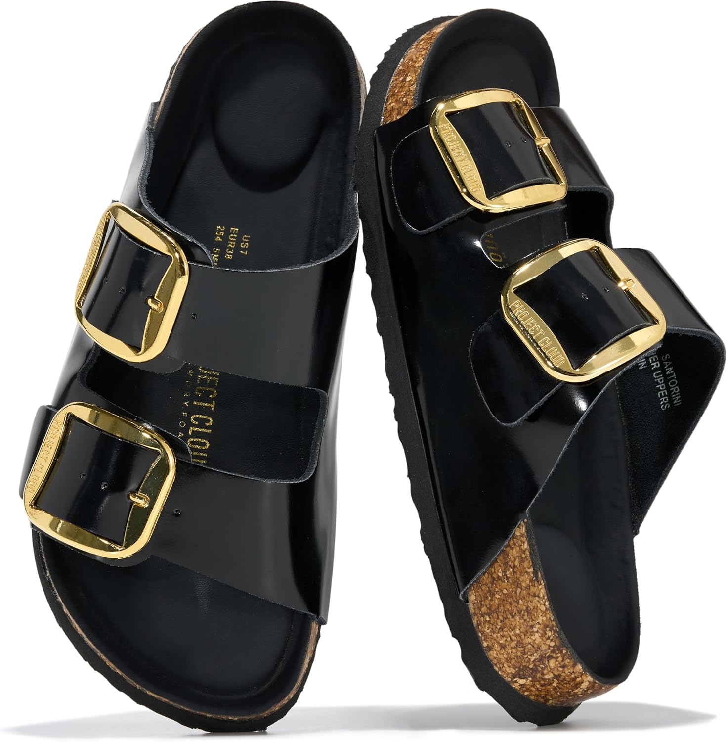 Project Cloud 100% Genuine Leather Flat Sandals for Women 2026 Comfortable Beach Essentials Womens Sandals Memory Foam Vacation Essentials Slides for Women Footwear (Santorini)
