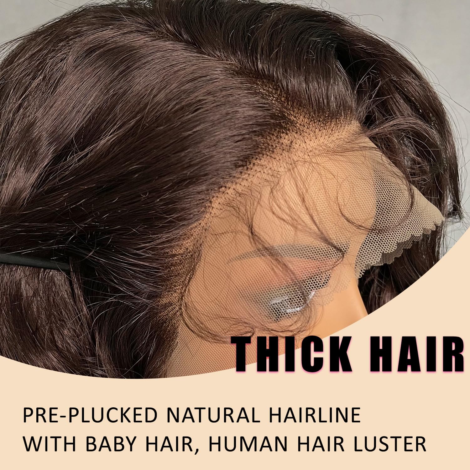 SOKU 13x6 Lace Frontal Water Wave Wigs with Baby Hair Natural Black 34 Inch Long Synthetic Hair Pre-plucked Free Part Transparent Swiss Lace Front Wavy Wigs for Women