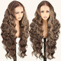 SOKU 13x6 Lace Frontal Water Wave Wigs with Baby Hair Natural Black 34 Inch Long Synthetic Hair Pre-plucked Free Part Transparent Swiss Lace Front Wavy Wigs for Women