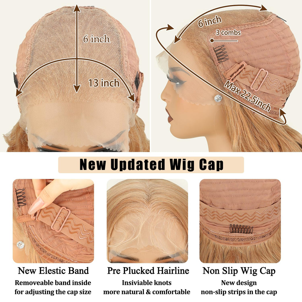 SOKU 13x6 Lace Frontal Water Wave Wigs with Baby Hair Natural Black 34 Inch Long Synthetic Hair Pre-plucked Free Part Transparent Swiss Lace Front Wavy Wigs for Women
