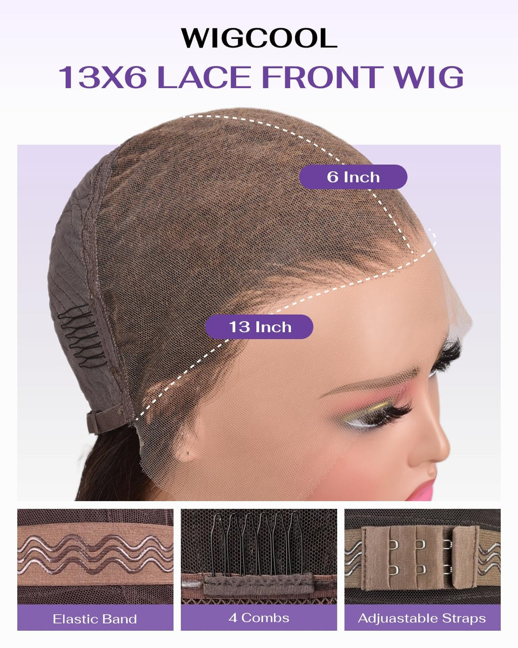 wigcool Hidden Strap Body Wave 360 613 Lace Front Wig Human Hair Glueless Wigs Human hair Pre Plucked Pre Bleached 180% Density Blonde Wig With Drawstring HD Full Lace Human Hair Wigs 20Inch