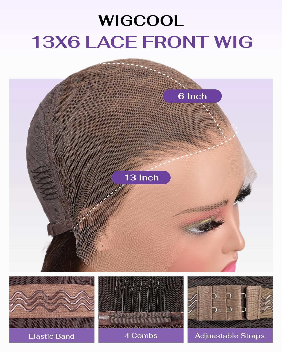 wigcool Hidden Strap Body Wave 360 613 Lace Front Wig Human Hair Glueless Wigs Human hair Pre Plucked Pre Bleached 180% Density Blonde Wig With Drawstring HD Full Lace Human Hair Wigs 20Inch