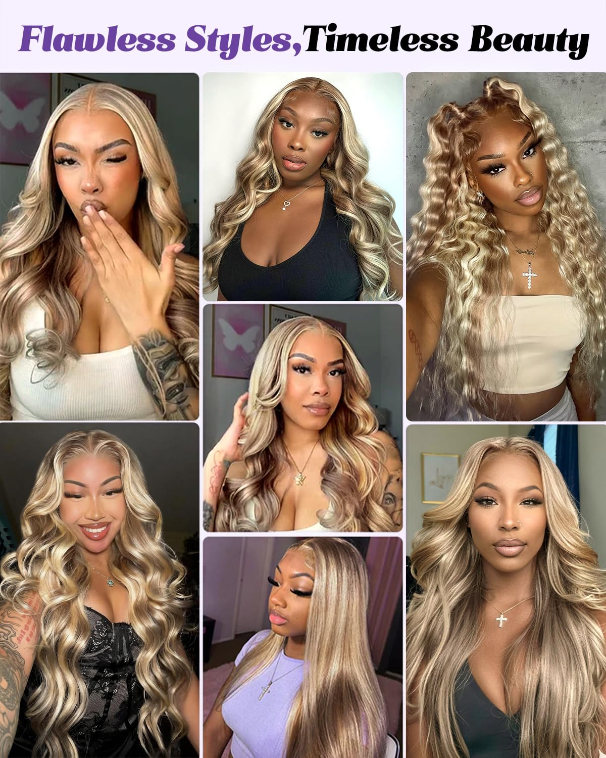 wigcool Hidden Strap Body Wave 360 613 Lace Front Wig Human Hair Glueless Wigs Human hair Pre Plucked Pre Bleached 180% Density Blonde Wig With Drawstring HD Full Lace Human Hair Wigs 20Inch