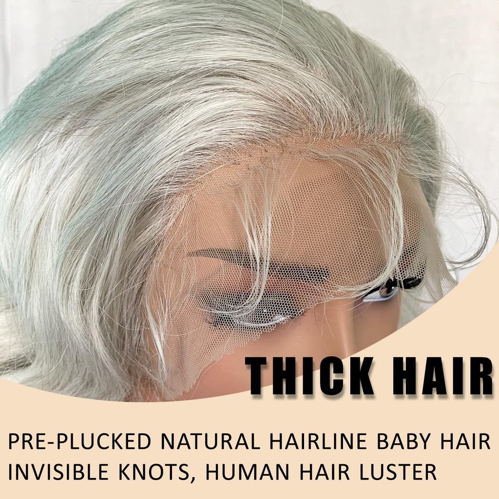 SOKU 13x6 Lace Frontal Water Wave Wigs with Baby Hair Natural Black 34 Inch Long Synthetic Hair Pre-plucked Free Part Transparent Swiss Lace Front Wavy Wigs for Women