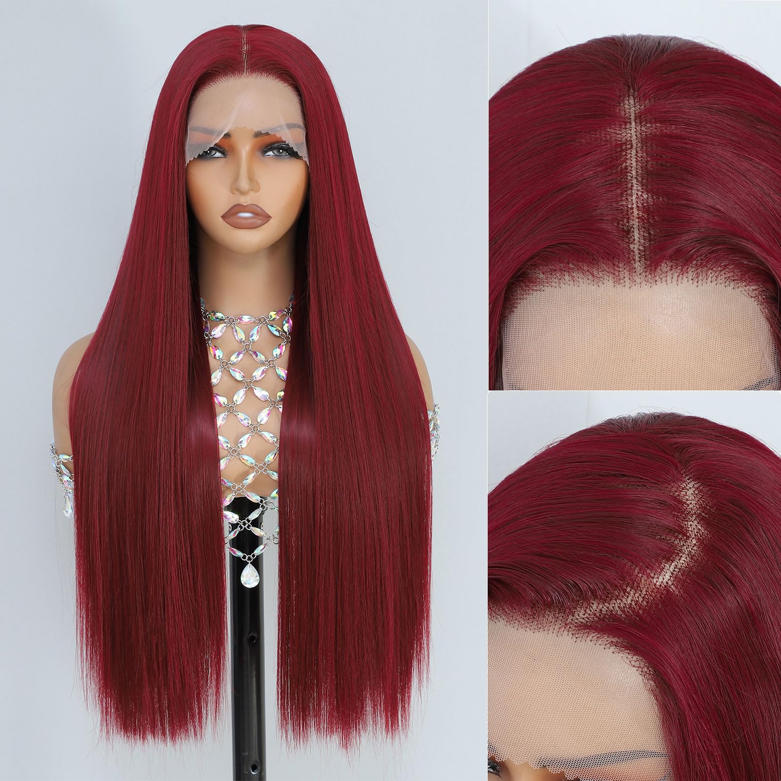 Synthetic Lace Front Wig, Honey Blonde Wig 13x6 Hd Lace Pre-Plucked Long Straight Highlights Glueless Wigs for Black Women 26 Inch Suitable for Everyday Wear