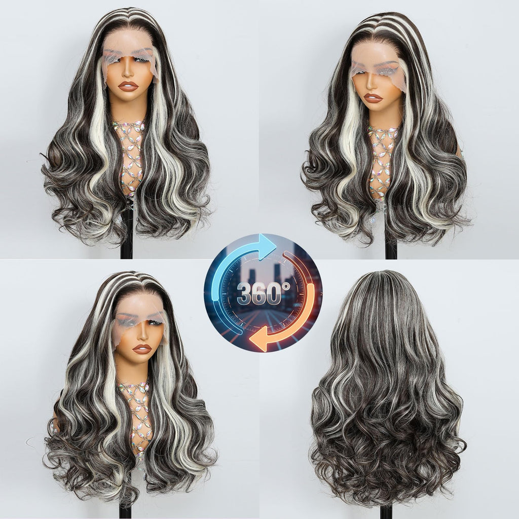 Synthetic Lace Front Wig, Honey Blonde Wig 13x6 Hd Lace Pre-Plucked Long Straight Highlights Glueless Wigs for Black Women 26 Inch Suitable for Everyday Wear