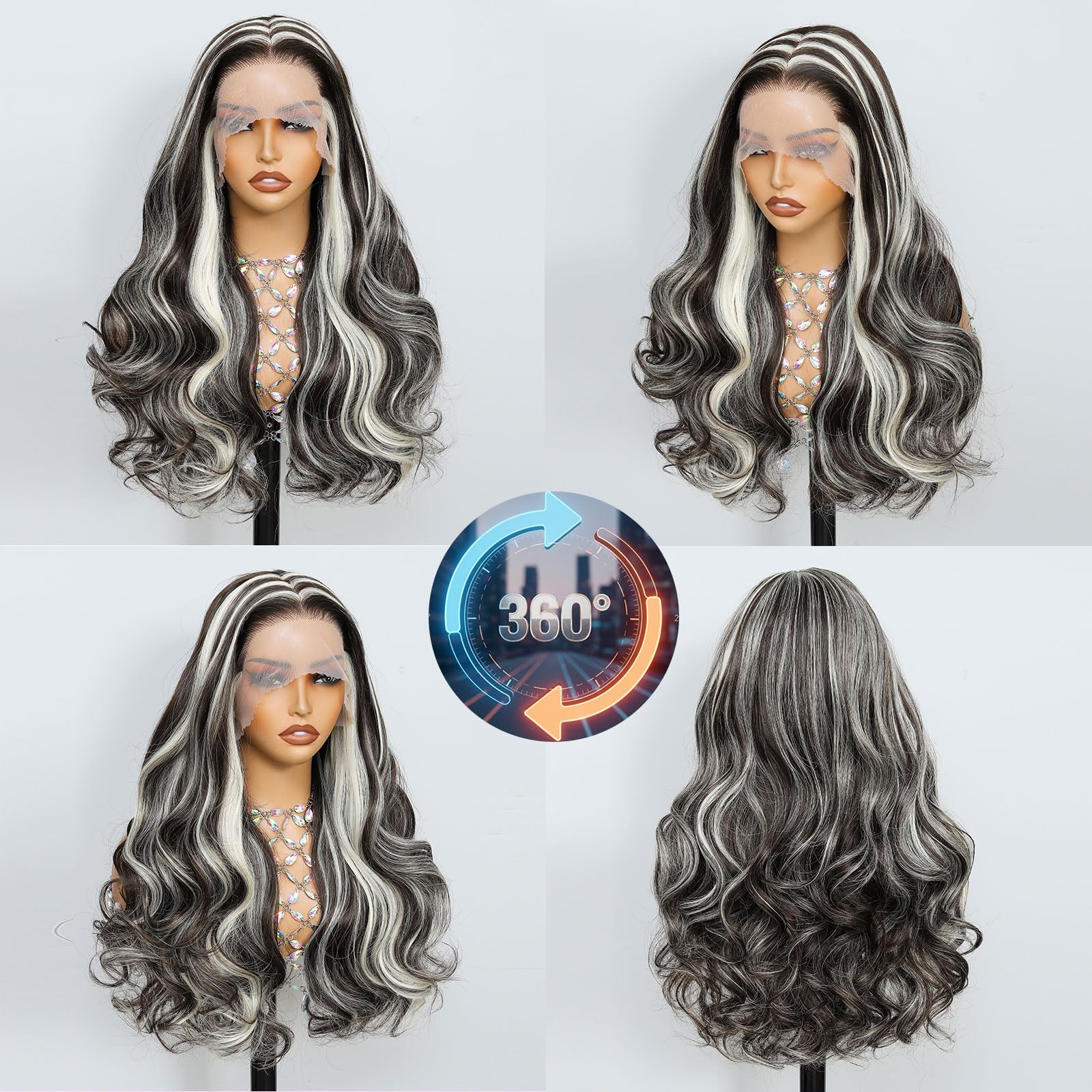 Synthetic Lace Front Wig, Honey Blonde Wig 13x6 Hd Lace Pre-Plucked Long Straight Highlights Glueless Wigs for Black Women 26 Inch Suitable for Everyday Wear