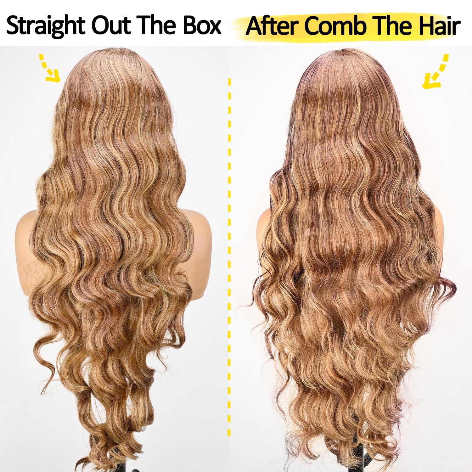 SOKU 13x6 Lace Frontal Water Wave Wigs with Baby Hair Natural Black 34 Inch Long Synthetic Hair Pre-plucked Free Part Transparent Swiss Lace Front Wavy Wigs for Women
