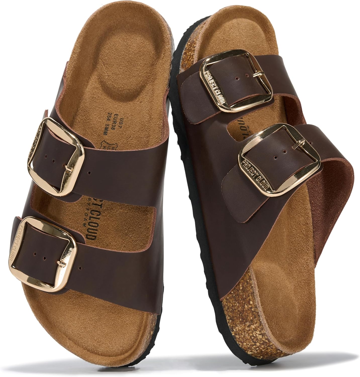 Project Cloud 100% Genuine Leather Flat Sandals for Women 2026 Comfortable Beach Essentials Womens Sandals Memory Foam Vacation Essentials Slides for Women Footwear (Santorini)