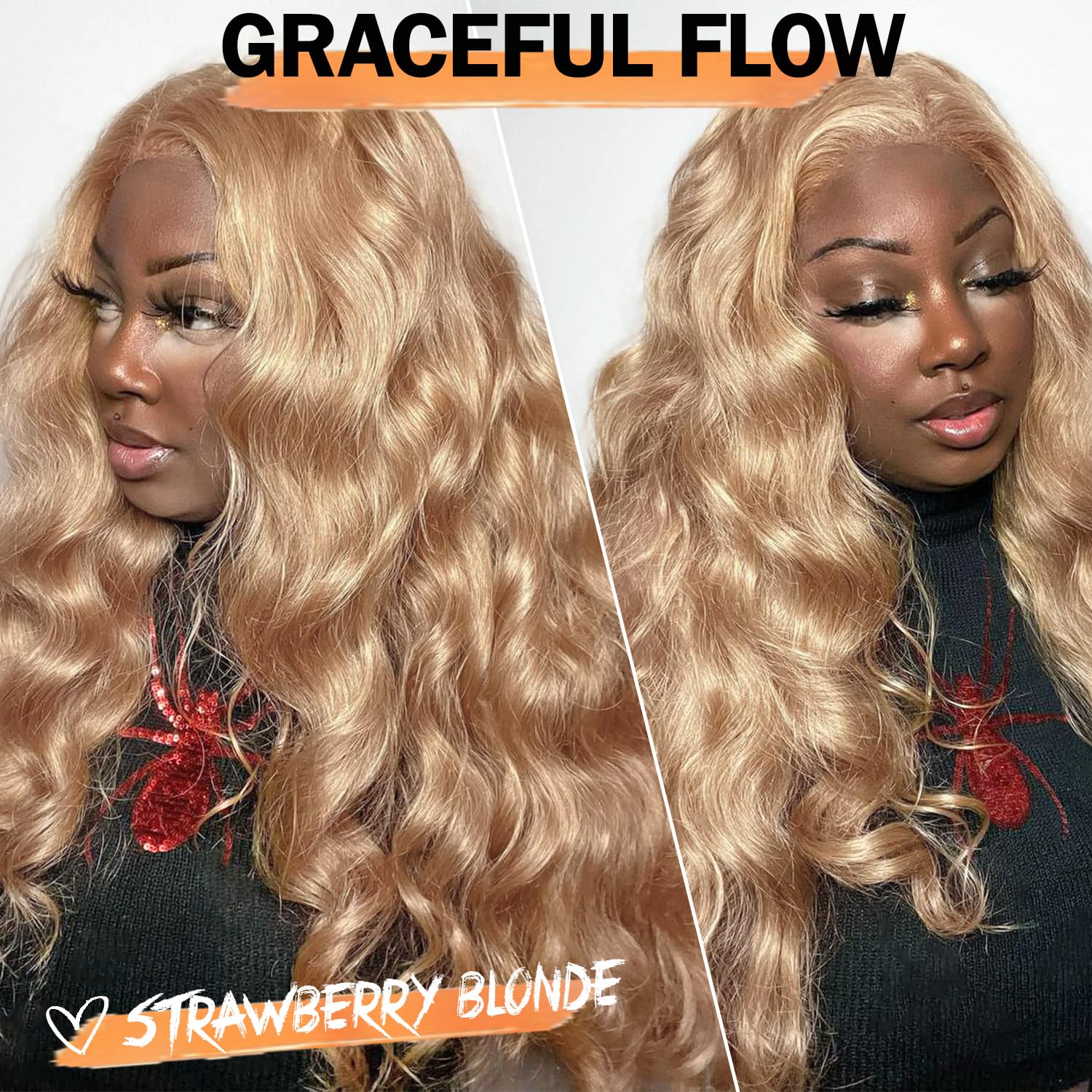 SOKU 13x6 Lace Frontal Water Wave Wigs with Baby Hair Natural Black 34 Inch Long Synthetic Hair Pre-plucked Free Part Transparent Swiss Lace Front Wavy Wigs for Women