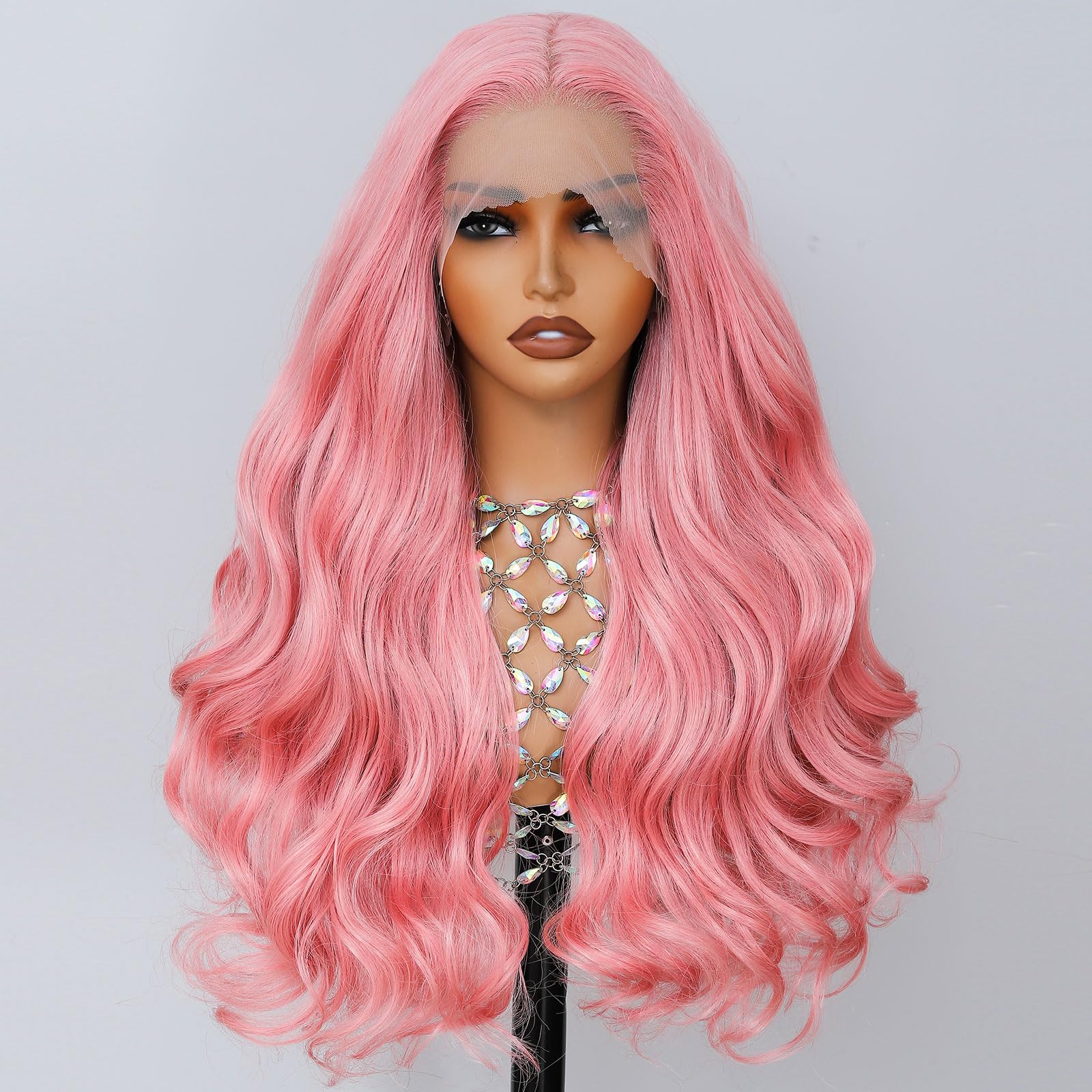 Synthetic Lace Front Wig, Honey Blonde Wig 13x6 Hd Lace Pre-Plucked Long Straight Highlights Glueless Wigs for Black Women 26 Inch Suitable for Everyday Wear