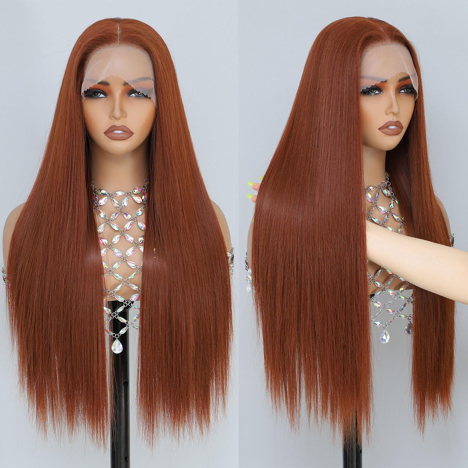 Synthetic Lace Front Wig, Honey Blonde Wig 13x6 Hd Lace Pre-Plucked Long Straight Highlights Glueless Wigs for Black Women 26 Inch Suitable for Everyday Wear