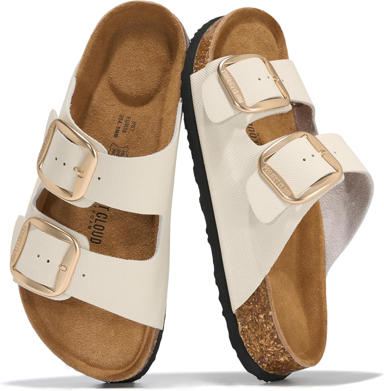 Project Cloud 100% Genuine Leather Flat Sandals for Women 2026 Comfortable Beach Essentials Womens Sandals Memory Foam Vacation Essentials Slides for Women Footwear (Santorini)