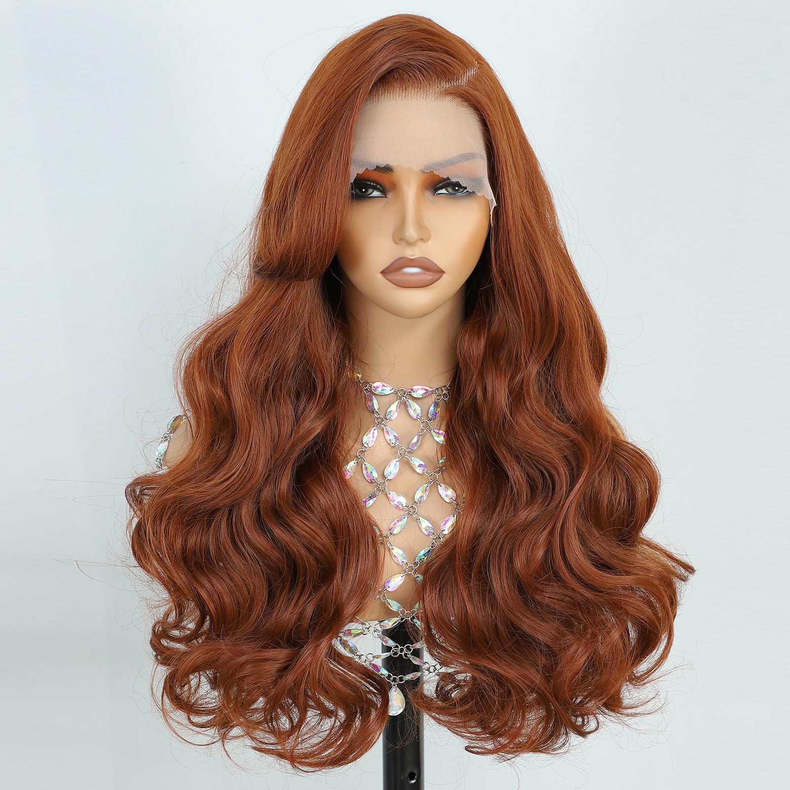 Synthetic Lace Front Wig, Honey Blonde Wig 13x6 Hd Lace Pre-Plucked Long Straight Highlights Glueless Wigs for Black Women 26 Inch Suitable for Everyday Wear