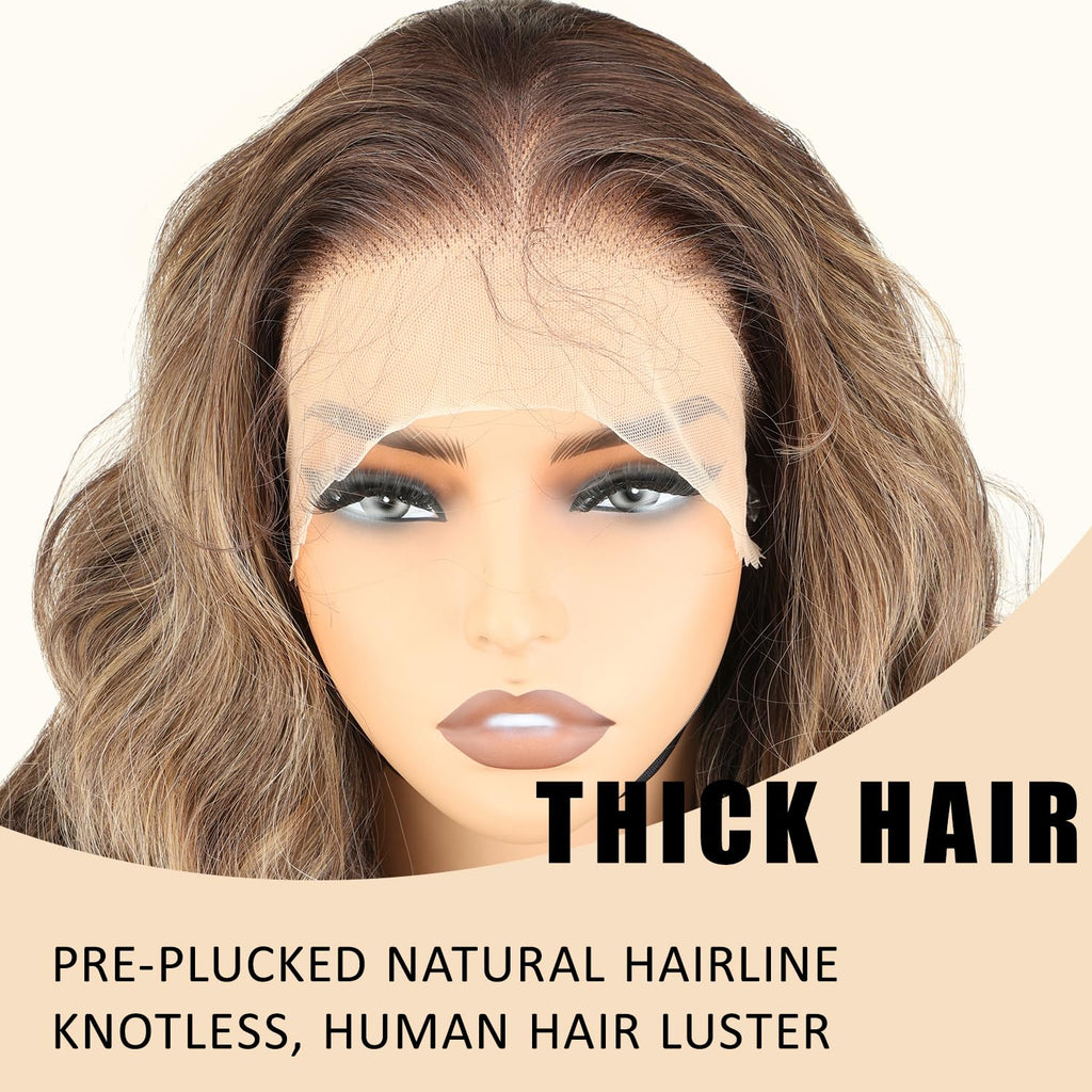 SOKU 13x6 Lace Frontal Water Wave Wigs with Baby Hair Natural Black 34 Inch Long Synthetic Hair Pre-plucked Free Part Transparent Swiss Lace Front Wavy Wigs for Women