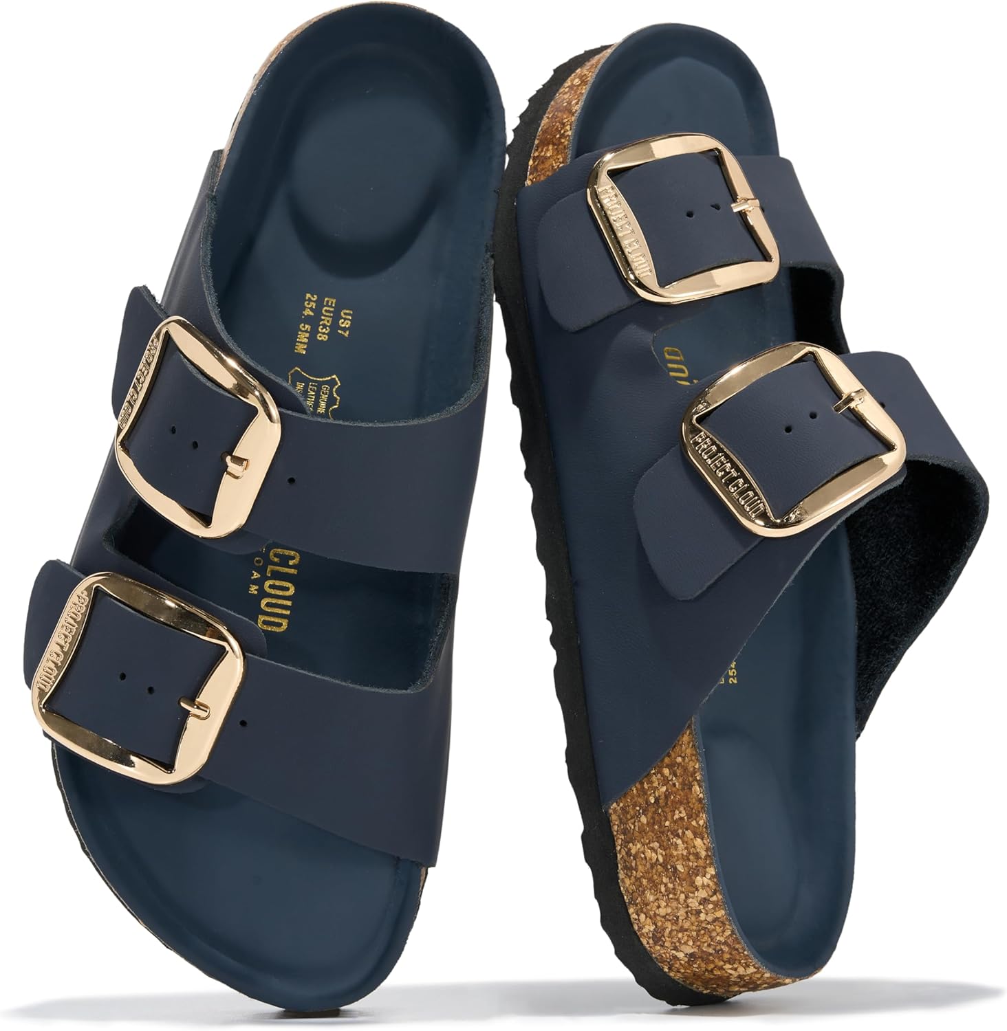 Project Cloud 100% Genuine Leather Flat Sandals for Women 2026 Comfortable Beach Essentials Womens Sandals Memory Foam Vacation Essentials Slides for Women Footwear (Santorini)