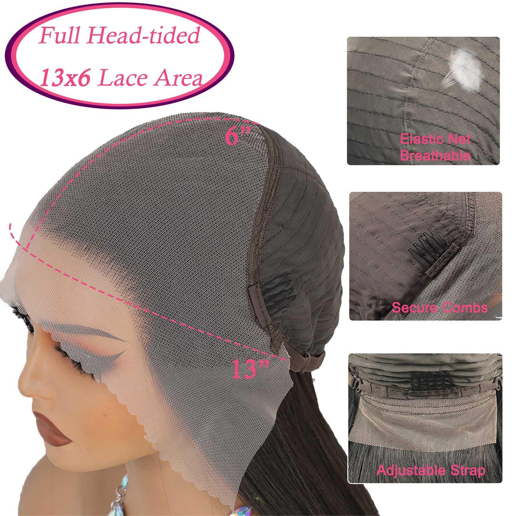 Synthetic Lace Front Wig, Honey Blonde Wig 13x6 Hd Lace Pre-Plucked Long Straight Highlights Glueless Wigs for Black Women 26 Inch Suitable for Everyday Wear