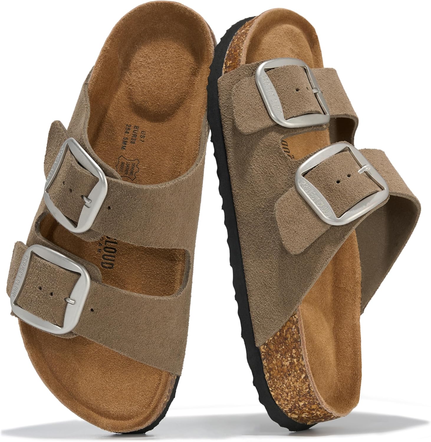 Project Cloud 100% Genuine Leather Flat Sandals for Women 2026 Comfortable Beach Essentials Womens Sandals Memory Foam Vacation Essentials Slides for Women Footwear (Santorini)